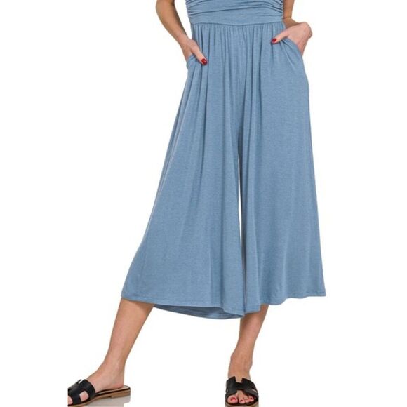 Zenana Double Layered Strapless Tube Top Jumpsuit Sz Medium - Picture 3 of 4